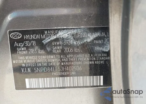 2018 Hyundai Elantra Sel from USA, damaged, VIN 5NPD84LF5JH402506
